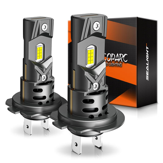 SEALIGHT H7 LED Headlight Bulbs, 40000 Lumens 800% Brighter 6500K Cool White, All-in-One Mini Size H7 Led Bulbs with Fan, Plug and Play, Halogen Replacement, Pack of 2 🍁 All In One Marketplace Canada