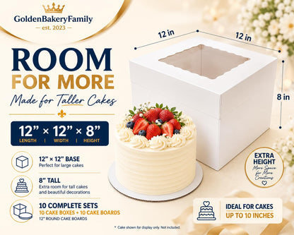 12 in Cake Boxes,20 Pack Cake Boxes with Cake Boards(10 Boxes & 10 Boards) 🍁 All In One Marketplace Canada