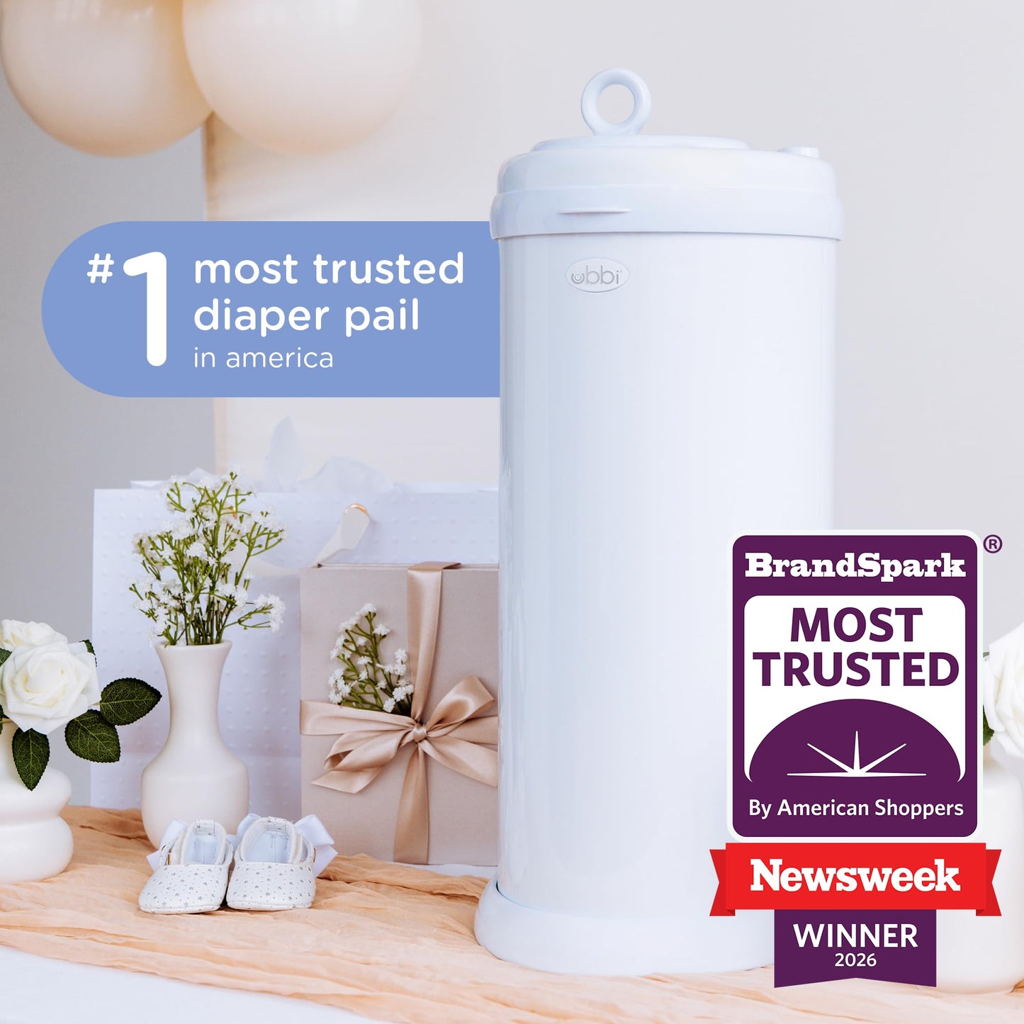 Ubbi Steel Diaper Pail, White, 2.34 ounces 🍁 All In One Marketplace Canada