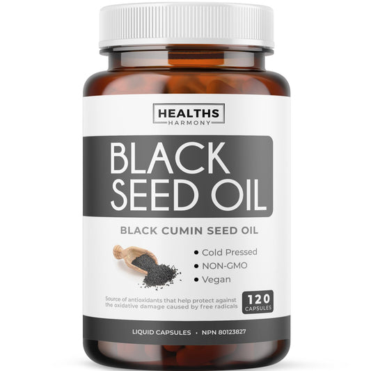Black Seed Oil Capsules | Cold Pressed | Antioxidant, Blood Sugar & Liver Support | Pure Black Cumin Seed Oil | High in Omega 3 6 9 | Non-GMO & Vegan Black Cumin Oil | 120 Nigella Sativa Softgels - Available at All In One Marketplace Canada