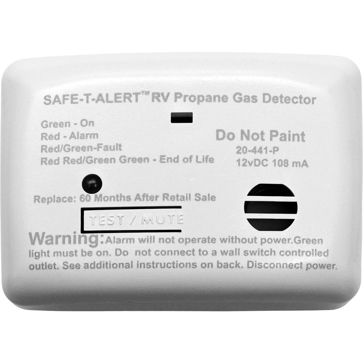MTI 603.104 20-441-WT 12V White Surface Mount Designer Series LP Gas Detector
