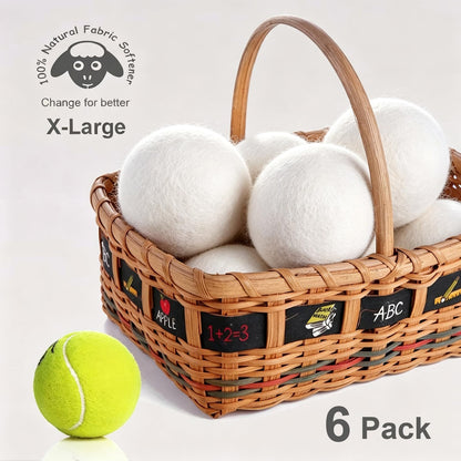 Budieggs Wool Dryer Balls Organic XL 6-Pack, 100% New Zealand Wool Chemical Free Fabric Softener for 1000+ Loads, Baby Safe & Hypoallergenic, Fabrics Soft and Fluffy Naturally - Available at All In One Marketplace Canada