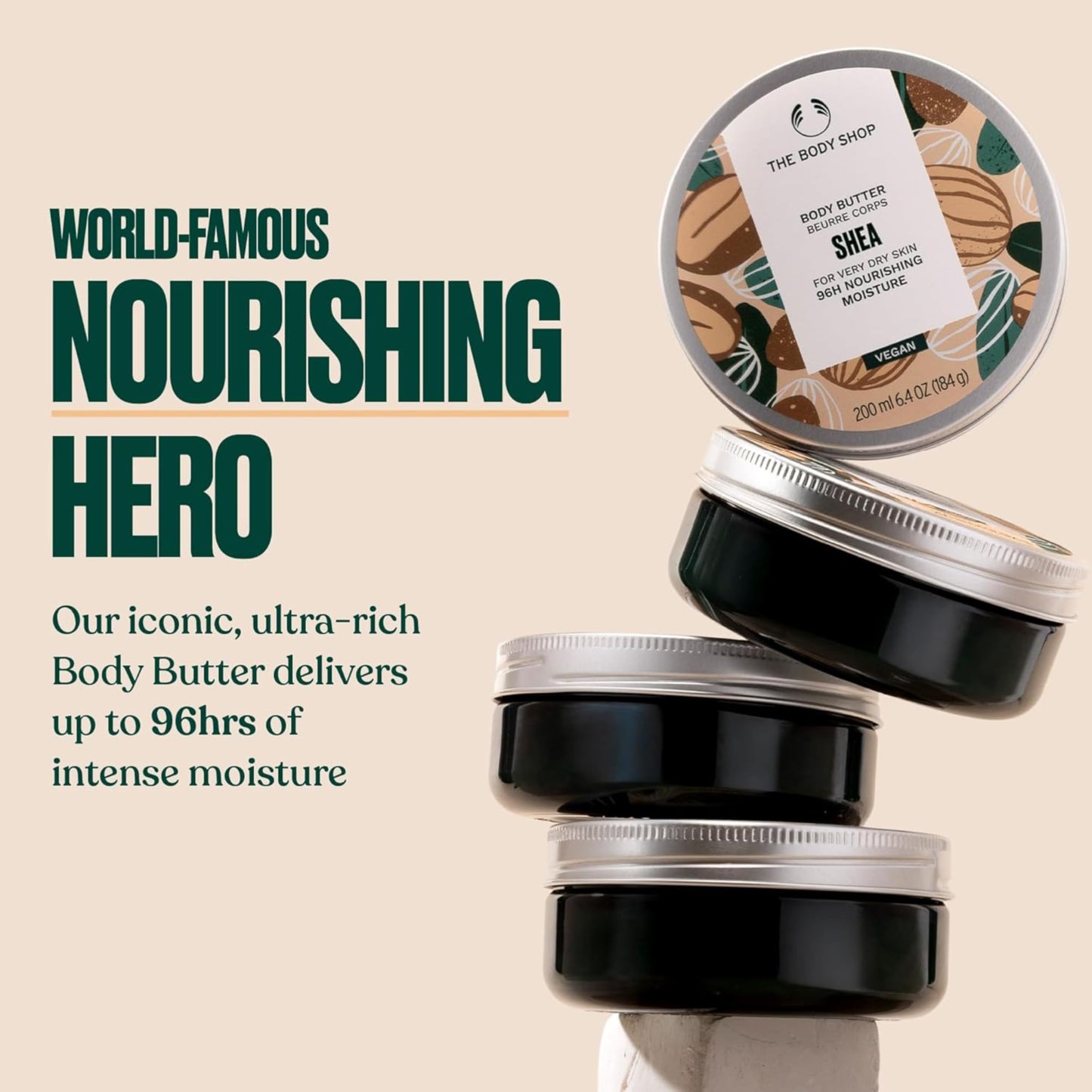 The Body Shop Shea Body Butter for Very Dry Skin | Ultra-Rich Moisturizer with Raw Shea Butter | 96 Hour Hydration, 200ml The Body Shop