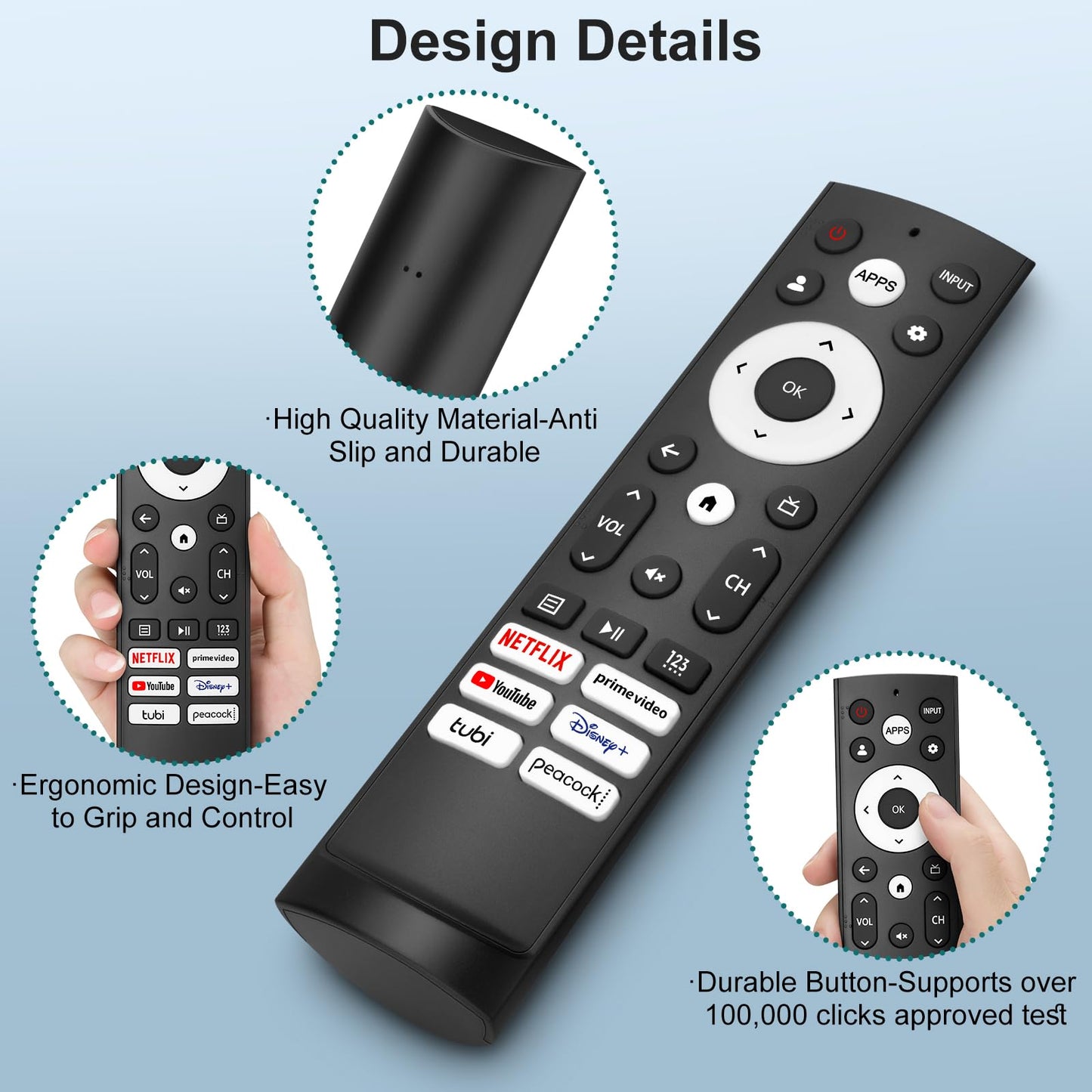 Universal Replacement Remote Control for All Hisense Smart Google TVs Compatible with UHD 4K LED HD ULED-No Setup Needed Programming