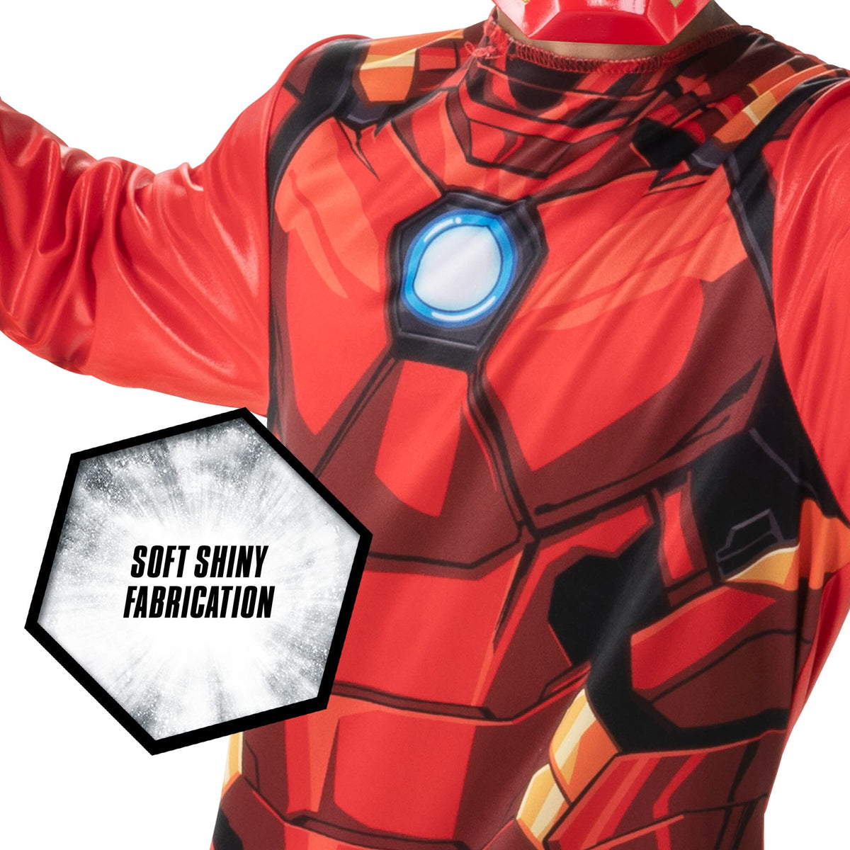 Marvel Iron Man Official Youth Halloween Costume - Premium Quality Fabric Jumpsuit with Printed Design and Plastic Mask - Size Small Red