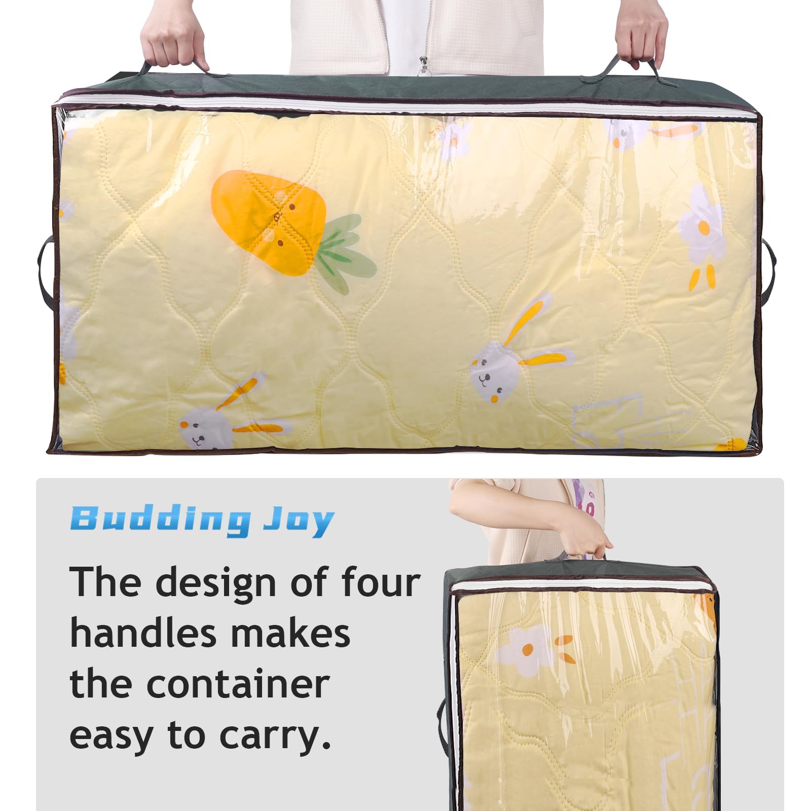Budding Joy 90L Under Bed Storage Containers, Closet Organizers and Storage Bins, Foldable Underbed Storage Bags for Blankets, Towels, Comforter, Sweaters, Pillows, Linen Sheets, Wrapping Paper - Available at All In One Marketplace Canada