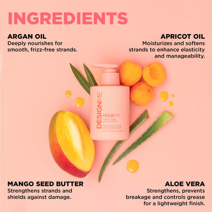 Design.Me HOLD.ME Styling Cream | Smoothing Cream for Blowouts & Sleek Looks | Hydrating, Tames Frizz & Flyaways, Adds Shine & Smooths Hair | Soft Hold | Blow Dry Cream For All Hair Type Design.Me