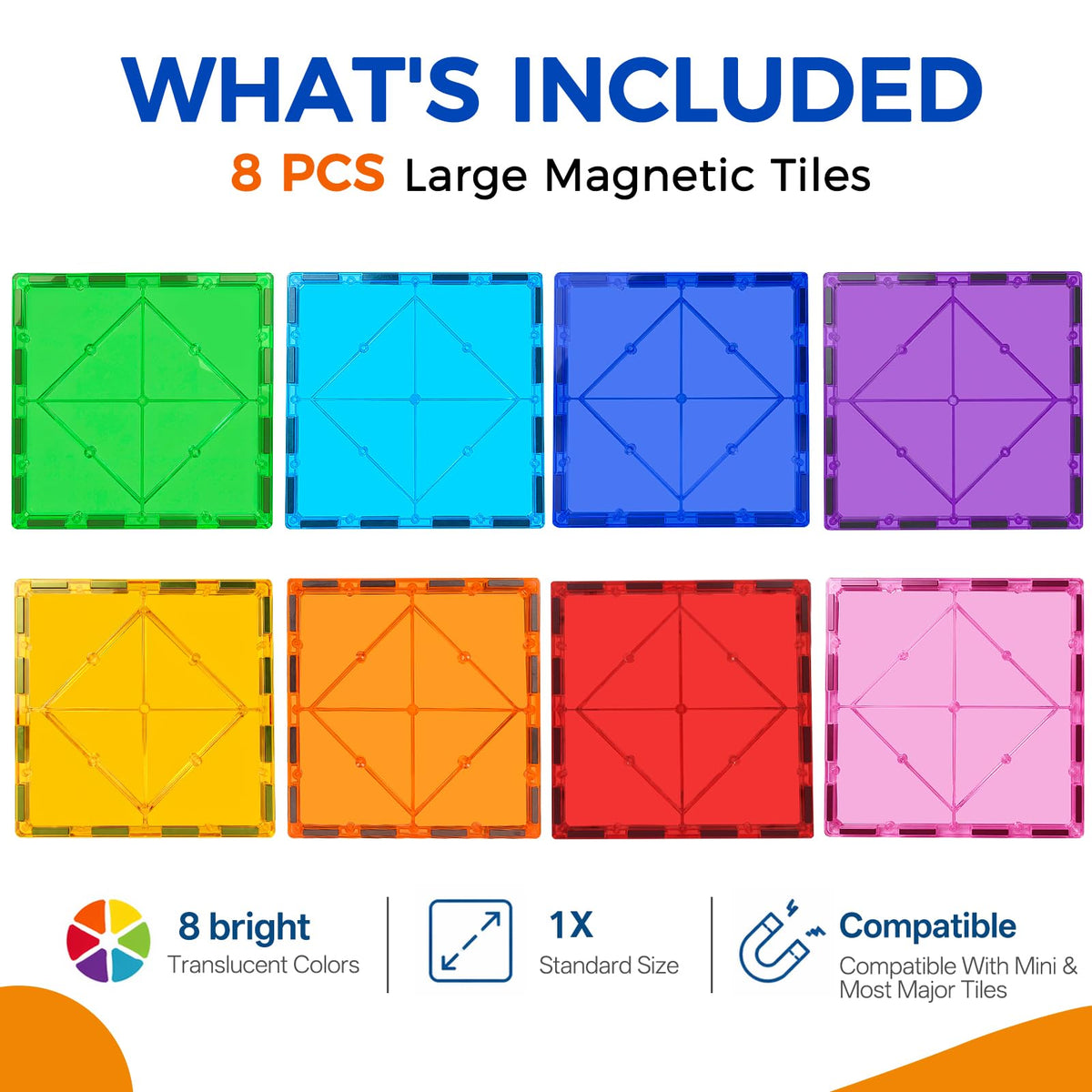 Qltytoy Large Magnetic Tiles Kids Toys, 8PCS Jumbo Magnetic Building Blocks 🍁 All In One Marketplace Canada