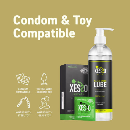 XESSO Water-Based Toy Lube, 354mL, Toy-Safe Personal Lubricant, All-Natural Without Glycerin & Parabens, Non-Staining, Slippery Massage Gel for Women, Men, Couples. Discreet Packaging