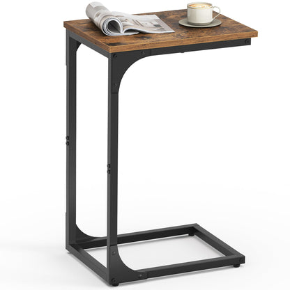 VASAGLE C-Shaped End Table, Small Side Table for Couch, Sofa Table with Metal Frame for Living Room, Bedroom, Bedside, Rustic Brown and Black ULET350B01 - Available at All In One Marketplace Canada