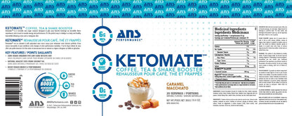 ANS Performance Ketomate Coffee Creamer with MCT Oil Powder – Caramel Macchiato, Sugar-Free, Keto-Friendly Beverage Mix, 20 Servings (293g / 10.3 oz)