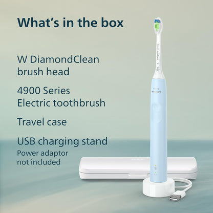 Philips Sonicare 4900 Series Electric Toothbrush - Sonic Toothbrush With Advanced Sonic Technology, Pressure Sensor, Two Intensity Settings, SmarTimer & QuadPacer, Light Blue, Model HX3683/32 - Available at All In One Marketplace Canada