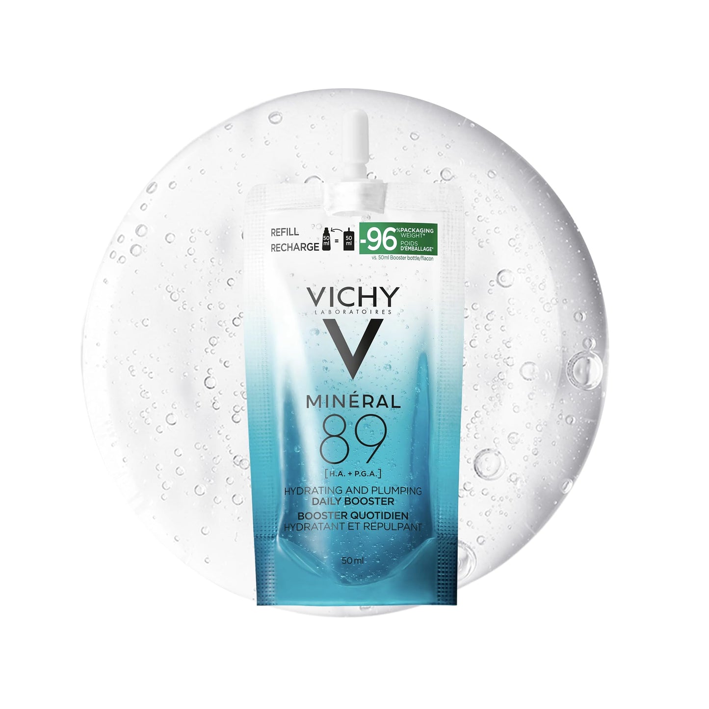 Vichy Hydrating Hyaluronic Acid Serum Refill, Mineral 89 Daily Face Serum Skin Booster with Hyaluronic Acid & Minerals, Hydrates and Strengthens Sensitive Skin, Recommended by Dermatologists, 50mL - Available at All In One Marketplace Canada