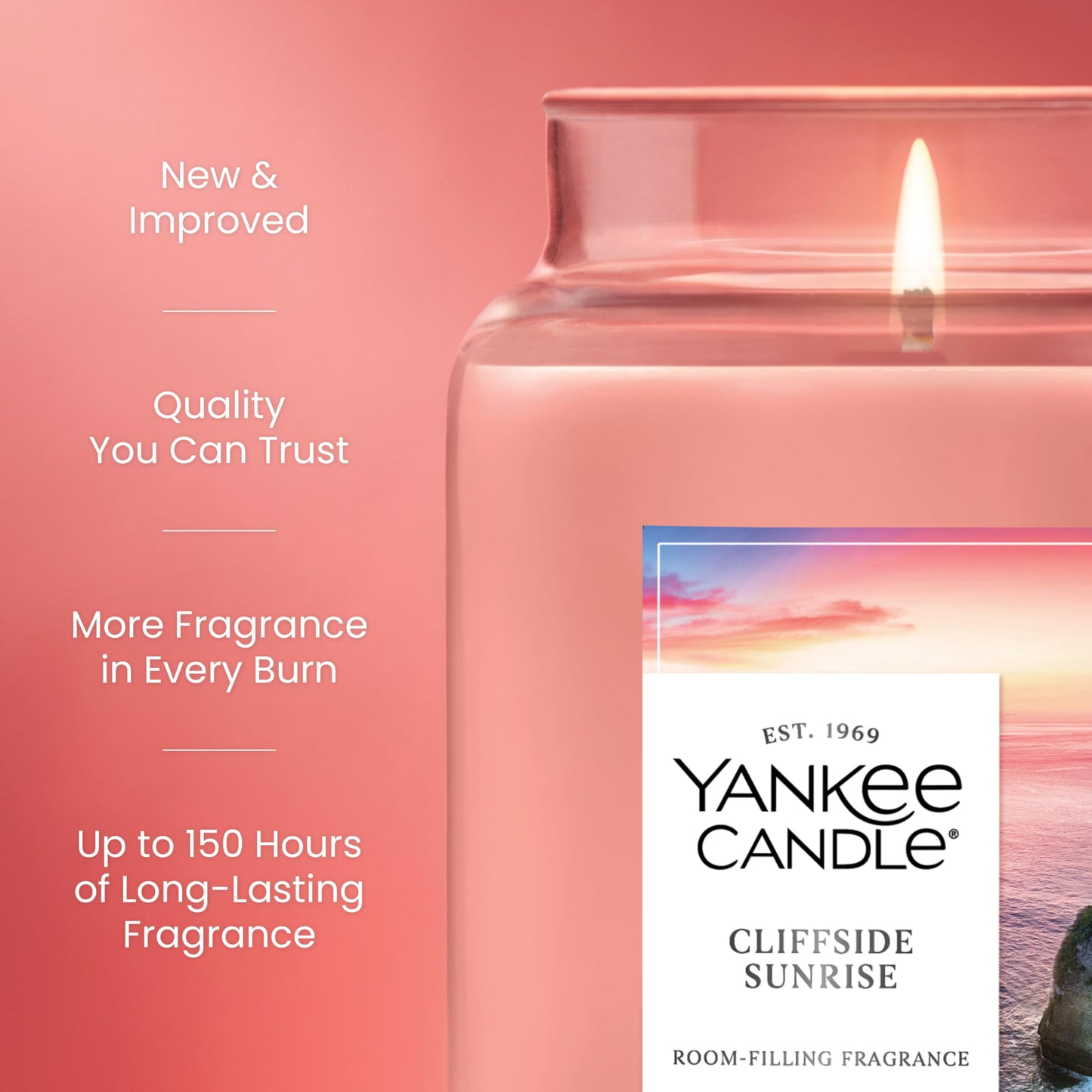 Yankee Candle Large Jar Scented Candle with up to 150 Hour Burn Time, Premium Plant Wax Blend for Cleaner Consistent Burn and Room Filling Fragrance, 22 oz, Cliffside Sunrise 🍁 All In One Marketplace Canada