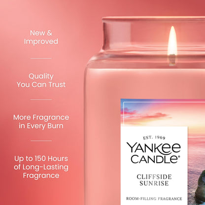 Yankee Candle Large Jar Scented Candle with up to 150 Hour Burn Time, Premium Plant Wax Blend for Cleaner Consistent Burn and Room Filling Fragrance, 22 oz, Cliffside Sunrise 🍁 All In One Marketplace Canada