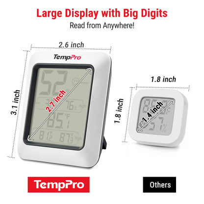 TempPro TP50 Digital Hygrometer Indoor Thermometer with Max/Min Records Room Thermometer and Humidity Monitor with Large LCD Display (Previously ThermoPro)