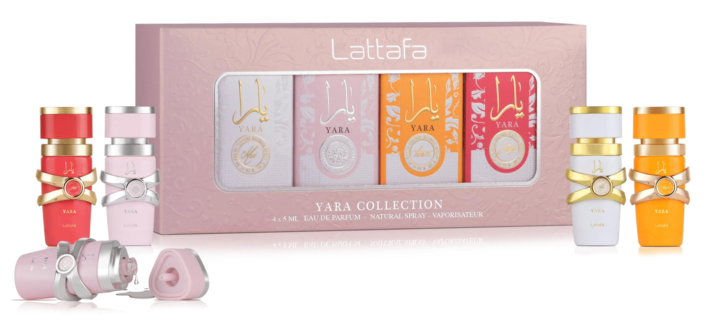 Lattafa Yara Collection – 4 × 5 ml Eau de Parfum Gift Set for Women (Yara + Yara Moi + Yara Tous + Yara Candy) Lattafa