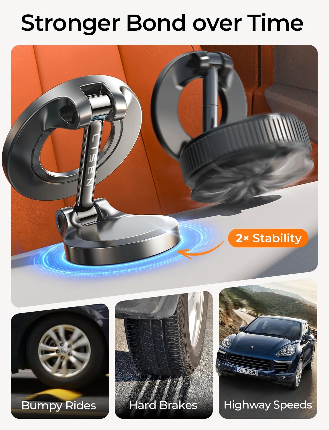 LISEN for MagSafe Car Mount, [24 Strong Magnet] 360° Rotation Magnetic Phone Holder Car Support Cellulaire Auto iPhone Car Holder Mount Dash Phone Mount for iPhone 17 Pro Max Air 16 Plus 15 14 13 12