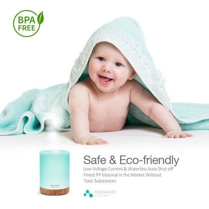 ASAKUKI 300ml Essential Oil Diffuser, Ultrasonic Aroma Diffuser for Essential Oils, Scent Diffuser, Fragrant Humidifier, 3 Timers and Auto-Off, 7 LED Light Colors for Home Office - Available at All In One Marketplace Canada