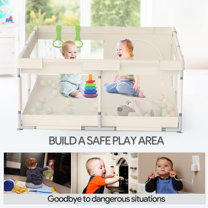 Fodoss Playpen Baby, 47x47inch Play Pen, Small Playard,Playpen for Apartment, Play Yard, Baby Activity Play Fence, Extra Large Playard, Parc Pour bébé