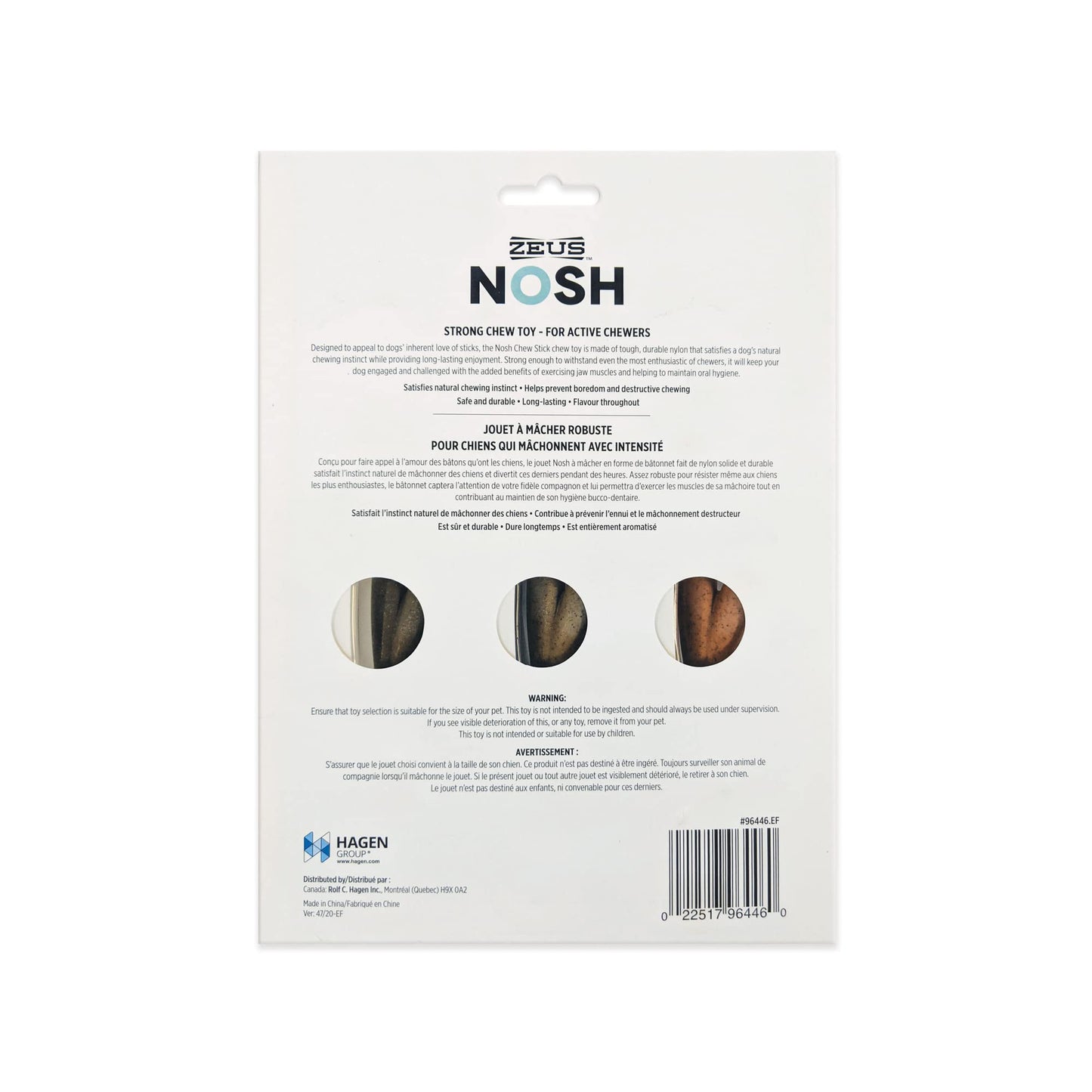 Zeus NOSH Chew Sticks Dog Toy, Assorted 3 Count (Chicken, Bacon, Beef) Zeus