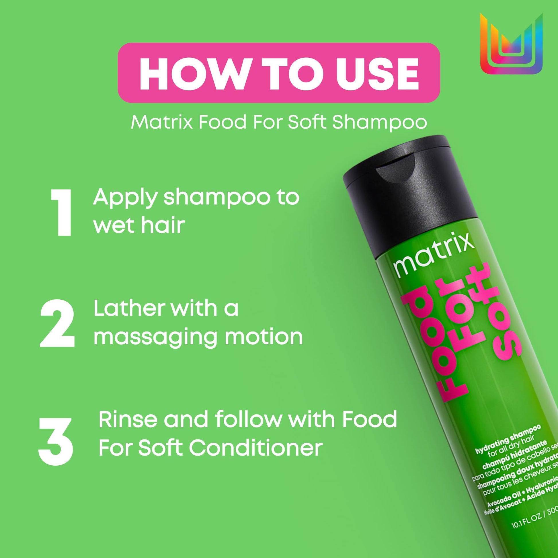 Matrix Food For Soft Shampoo, Hydrating Shampoo for Dry & Brittle Hair, Moisturizes, Softens, & Smooths, With Avocado Oil & Hyaluronic Acid, Suitable for Color Treated Hair, Vegan - Available at All In One Marketplace Canada
