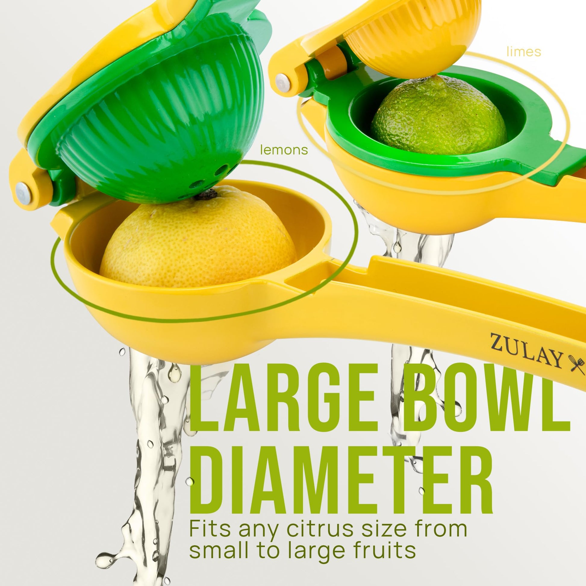 Zulay Kitchen 2 in 1 Lemon Lime Squeezer - Handheld Easy to Use Citrus Juicer - Easy to Clean Manual Orange & Lemon Squeezer - Citrus Juicer for Extracting All the Juice - Manual Press - Available at All In One Marketplace Canada