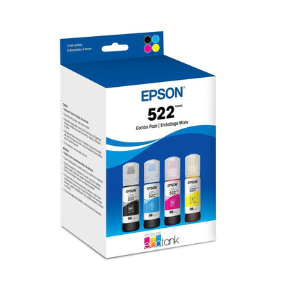 Epson 522 Genuine EcoTank Ink Refill Bottle 4 Color Combo Pack T522120-BCS