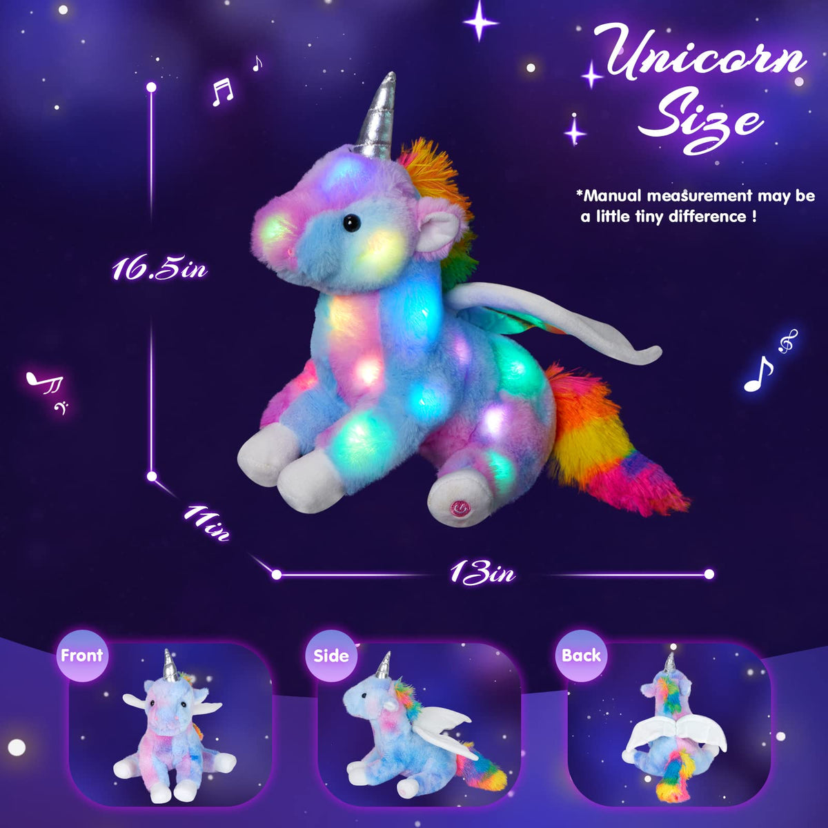 CozyWorld Musical Light up Rainbow Unicorn Stuffed Animal Singing Plush 🍁 All In One Marketplace Canada