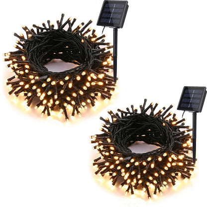 Solar String Lights Outdoor, 2 Pack Total 66ft 200 LED Solar Fairy Lights 8 Modes Waterproof IP65 for Indoor and Outdoor Garden, Patio, Home, Party, Wedding, Holiday, Tree Decor (Warm White) 🍁 All In One Marketplace Canada