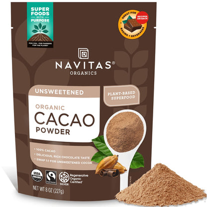 Navitas Organics Cacao Powder, 8oz. Pouch(packaging may vary)