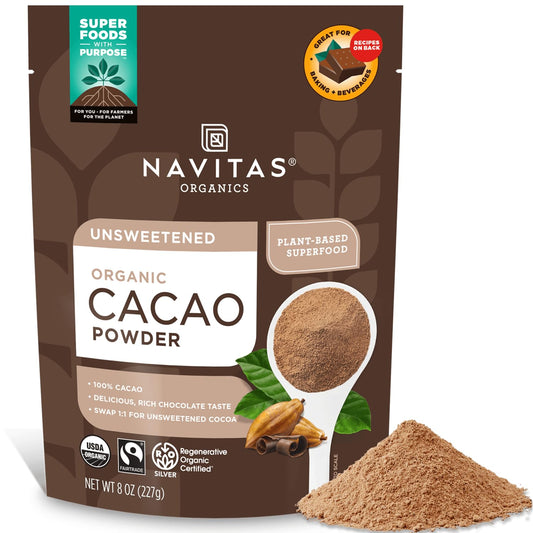 Navitas Organics Cacao Powder, 8oz. Pouch(packaging may vary)