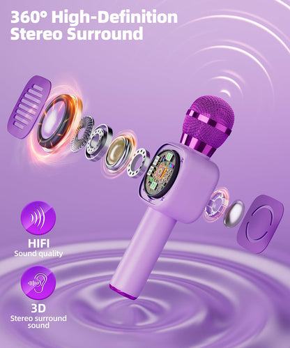 Kids Karaoke Microphone Mini, Bluetooth Voice Changer Toy Ages 3-12, Purple 🍁 All In One Marketplace Canada