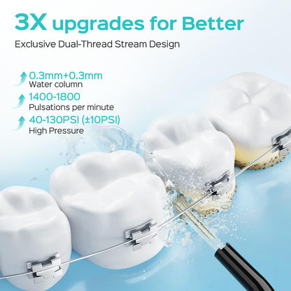 COSLUS Water Teeth Flosser C20 (F5020E): 300ML Cordless Electric Water Tooth Flossing Rechargeable IPX7 Waterproof Portable Travel Flossers Set for Teeth