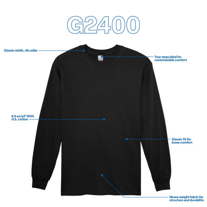 Gildan Men's Ultra Cotton Long Sleeve T-Shirt, Style G2400, Multipack, Black (3-Pack), Medium