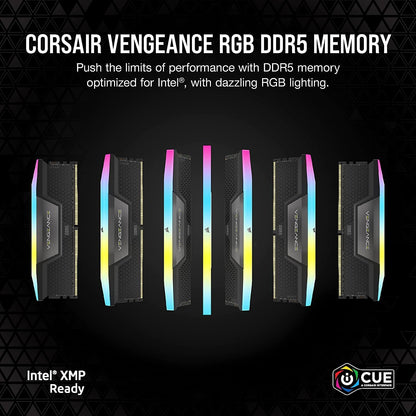 CORSAIR Vengeance RGB DDR5 RAM 32GB (2x16GB) Up to 6000MHz CL36-44-44-96 1.35V Intel XMP 3.0 Computer Memory – Black (CMH32GX5M2E6000C36) Corsair
