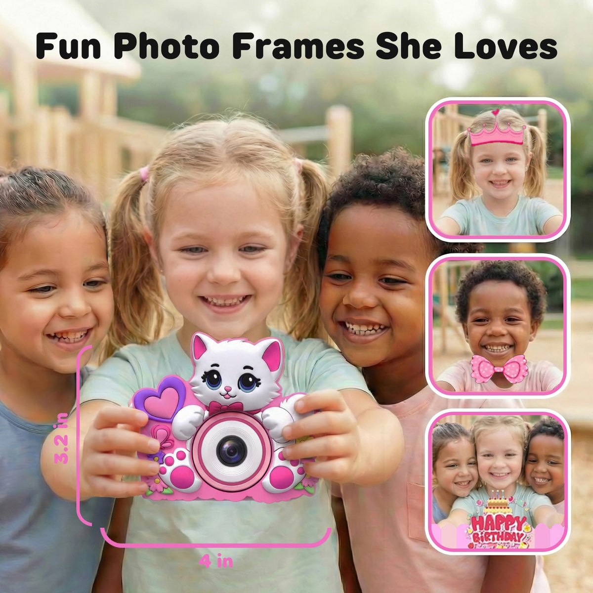 Kids Camera for Girls Toys Gifts: 3 4 5 Year Old Girl Gifts Small Children Selfie Digital Pink Camera for Kids, Christmas Birthday Gift for Girls Toy Cameras for Toddlers Age 3-5, 32G SD Card Included 🍁 All In One Marketplace Canada