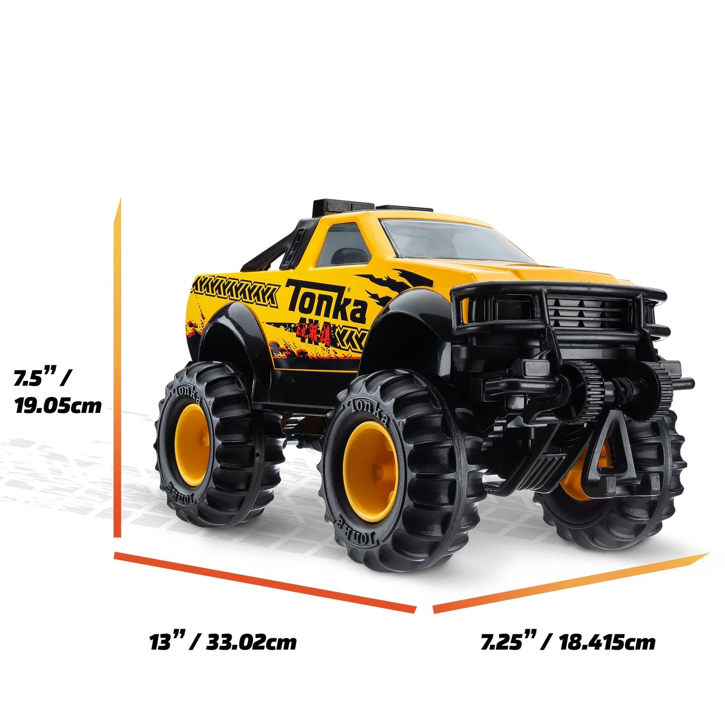 Tonka Steel Classics, Classic 4x4 Pickup Truck – Made with Steel and Sturdy Plastic, Yellow Friction Powered, Boys and Girls, Toddlers Ages 3+, Big Construction Vehicle, Birthday Gift, Holiday Tonka
