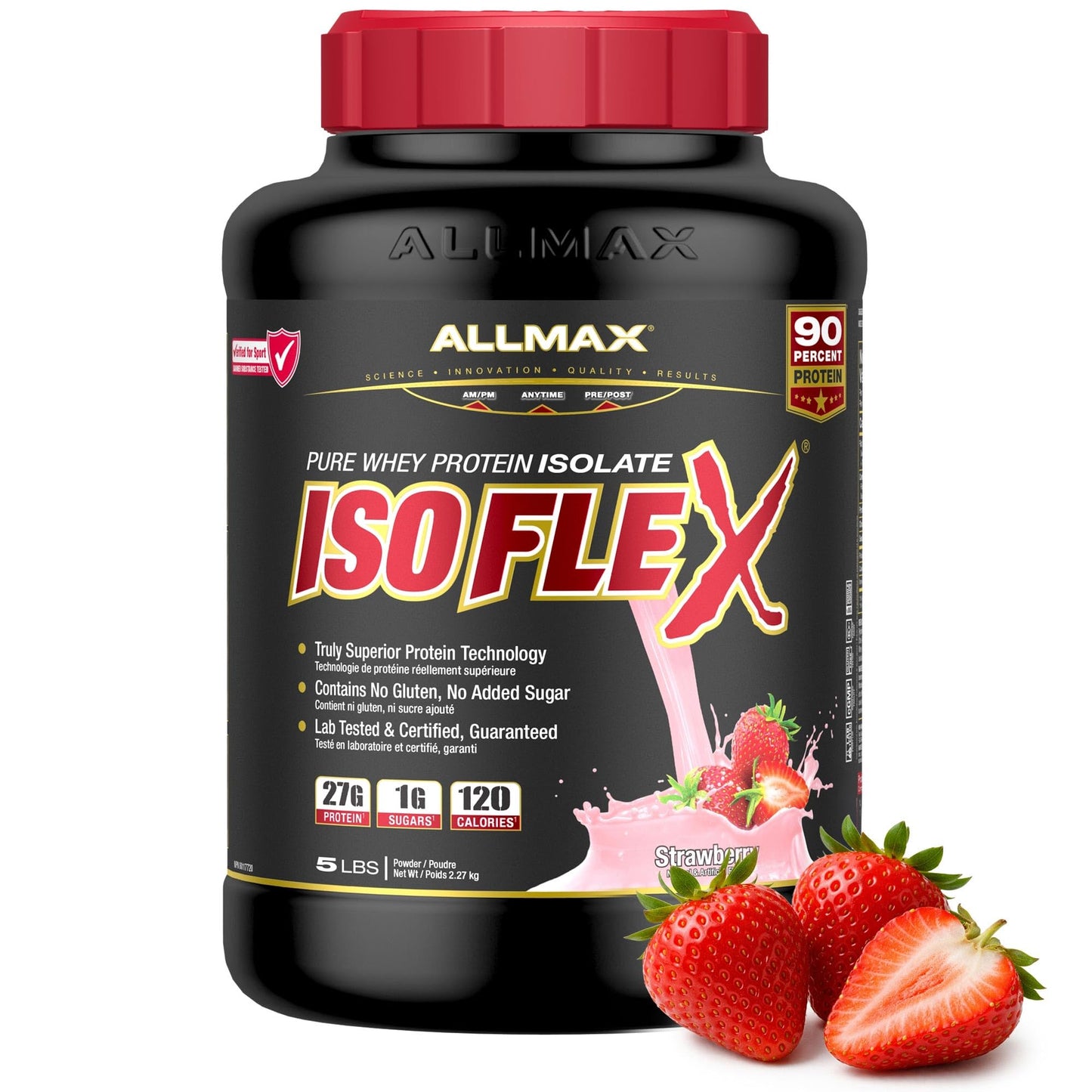 ALLMAX ISOFLEX Whey Protein Isolate, Strawberry, 5 lb