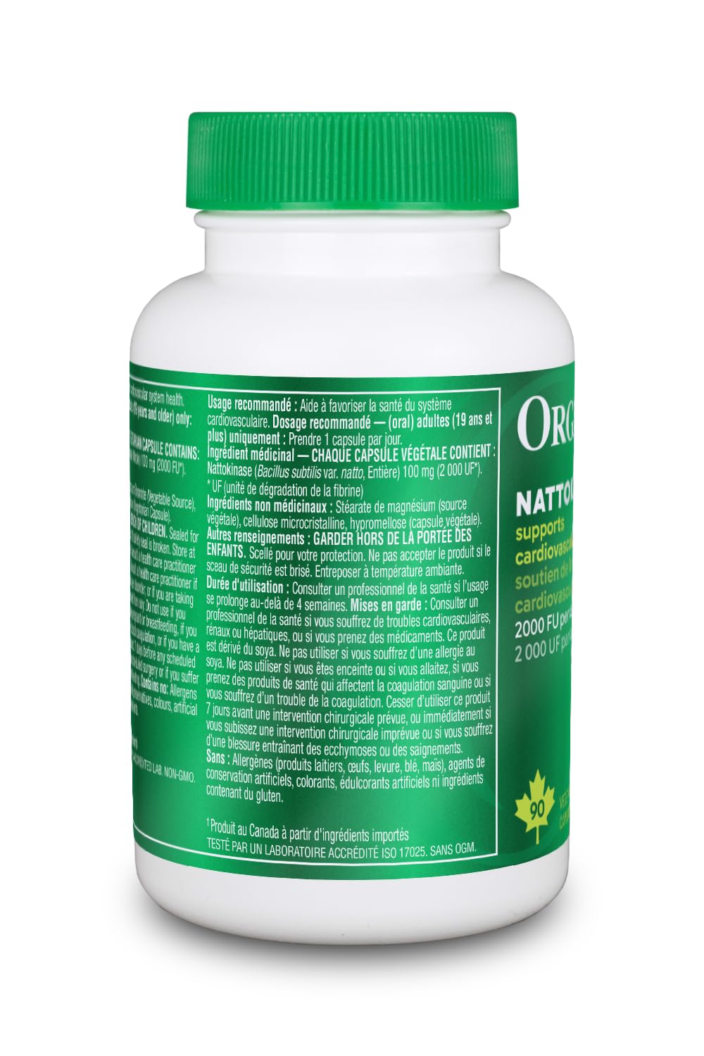 Organika Nattokinase 2000 FU Cardiovascular Support – High-Potency, Heart & Blood Circulation Supplement– One Capsule per Day, Non-GMO, Vegan, Gluten-Free – 90vcaps - Available at All In One Marketplace Canada