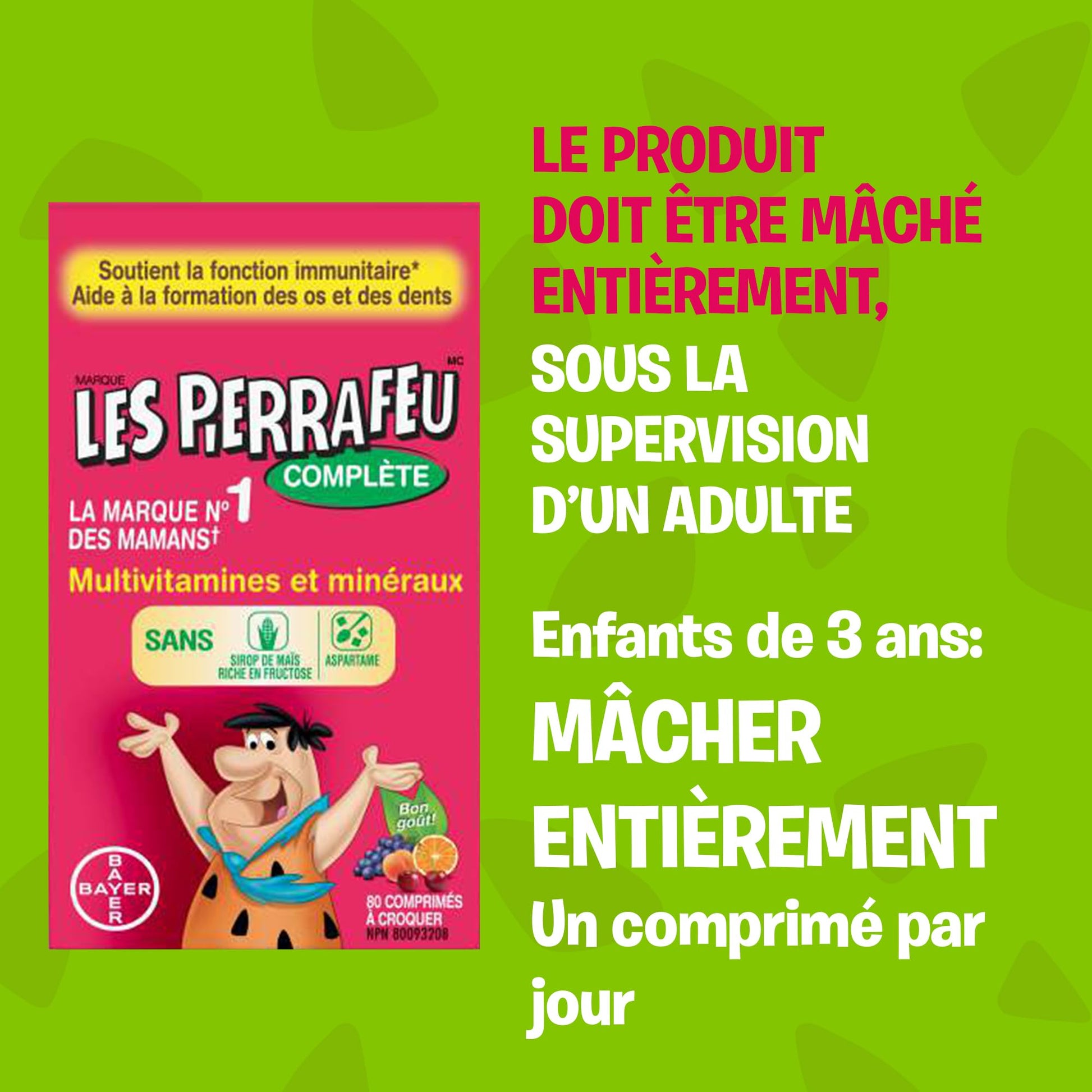 FLINTSTONES Complete Chewable Multivitamin for Kids, Aspartame-Free, with Vitamin A, C6, B12, C, D, e, & Calcium 150 count - Available at All In One Marketplace Canada