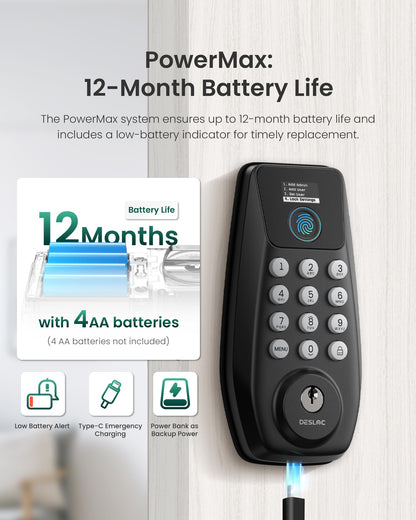 DESLOC C110 Fingerprint Smart Door Lock with Display DESLOC