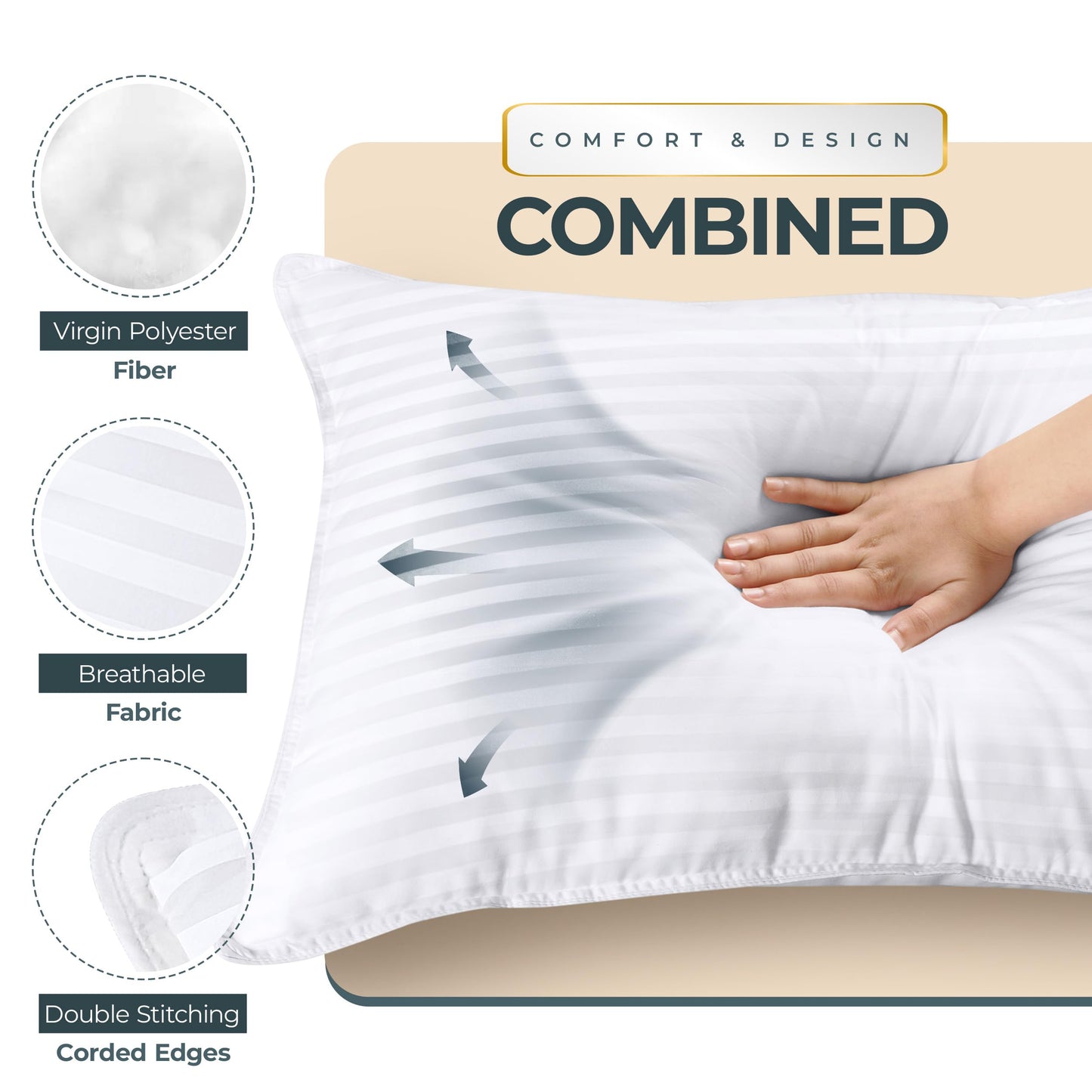 Utopia Bedding Pillows Queen Size 2 Pack – Soft, Supportive Hotel Quality Bed Pillow, Down Alternative Cooling Pillow for Side, Back or Stomach Sleepers, Premium Queen Pillows - Available at All In One Marketplace Canada