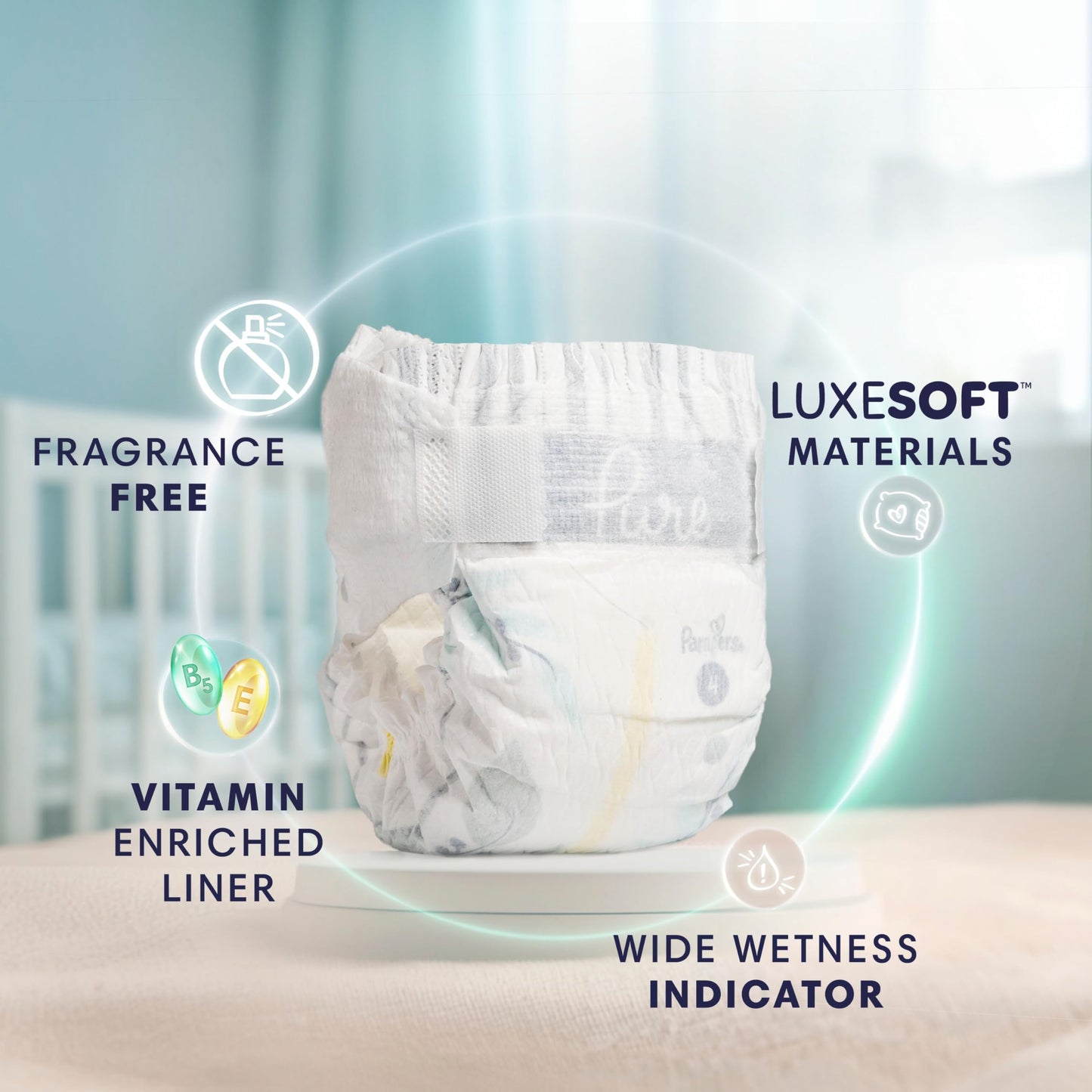 Pampers Pure Protection Diapers - Size 3, 168 Count, Hypoallergenic Unscented Disposable Baby Diapers