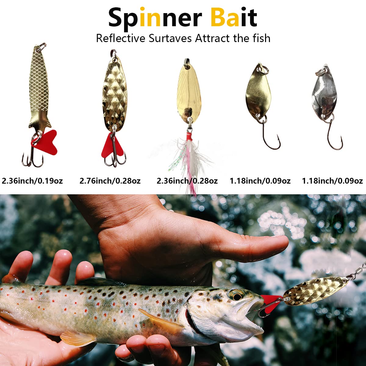 UperUper Fishing Lures Kit Set, Baits Tackle Including Crankbaits, Topwater, Spinnerbaits, Worms, Jigs, Hooks, Tackle Box and More Fishing Gear Lure for Bass Trout - Available at All In One Marketplace Canada