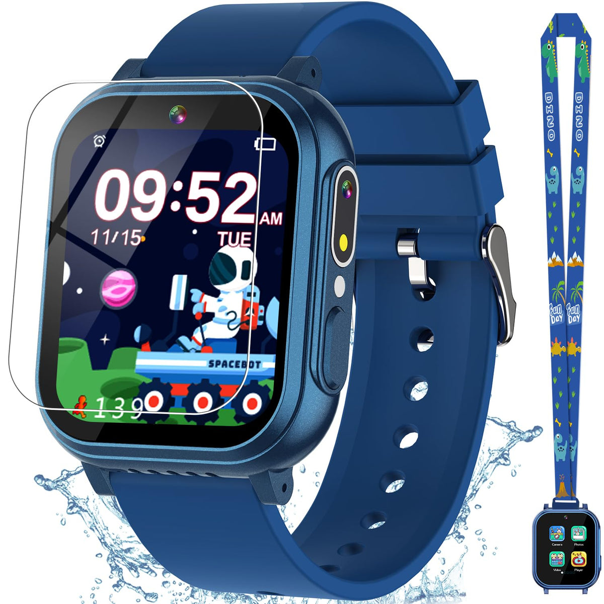 Waterproof Watch for Kids with 32 Games Dual Camera, Habit, Alarm, Pedometer, HD Touchscreen with Protector, Kids Watch Toys for Age 5-12 Christmas Birthday Gift Boys Girls(Blue) 🍁 All In One Marketplace Canada