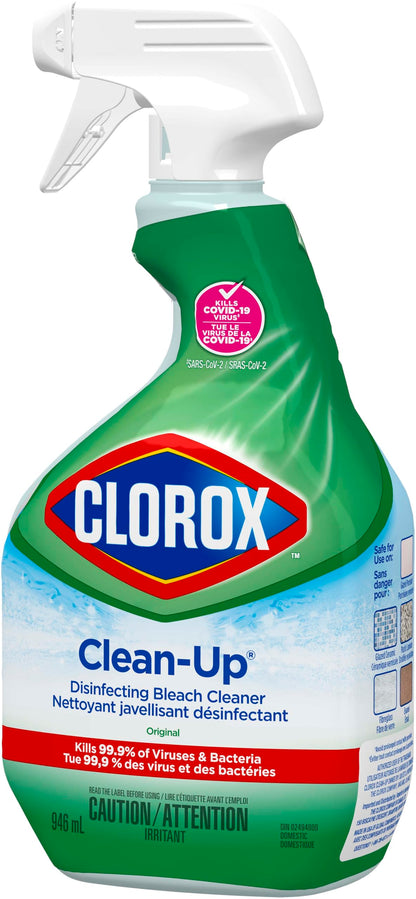 Clorox Clean-Up Disinfecting Bleach Cleaner Spray, Original Scent, 946 mL, Multi-Pack of 9