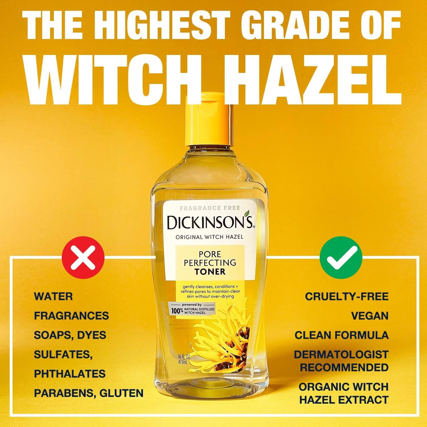 Health Life Dickinson’s Original Witch Hazel Pore Perfecting Toner 16 oz Dickinson's