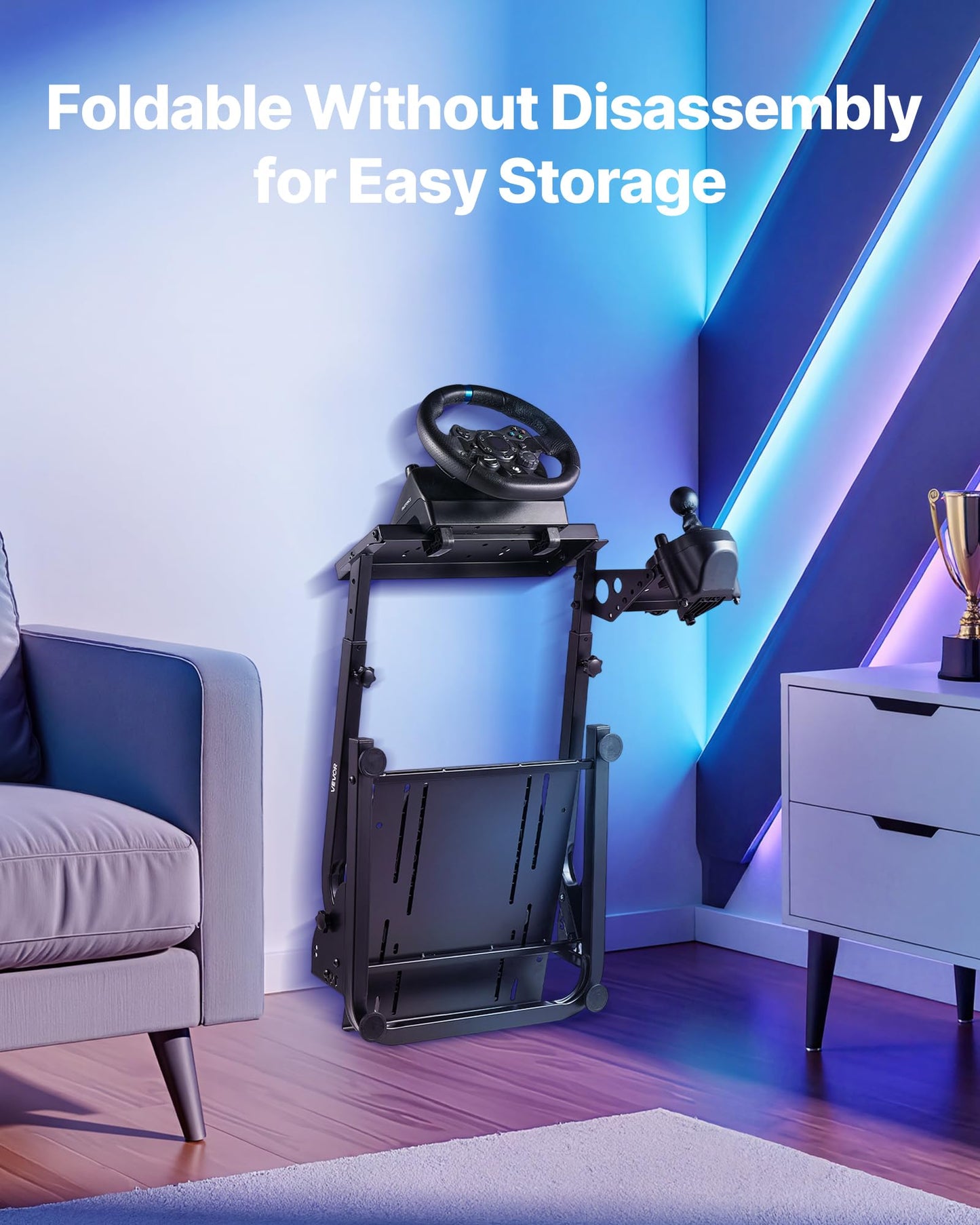VEVOR Racing Wheel Stand, Adjustable & Foldable Simulator Stand for Logitech G29 G27 G920 G923, Thrustmaster T300RS T300GT T248 TS-PC TSXW Gaming Cockpit,Pedals Simulator NOT Included 🍁 All In One Marketplace Canada