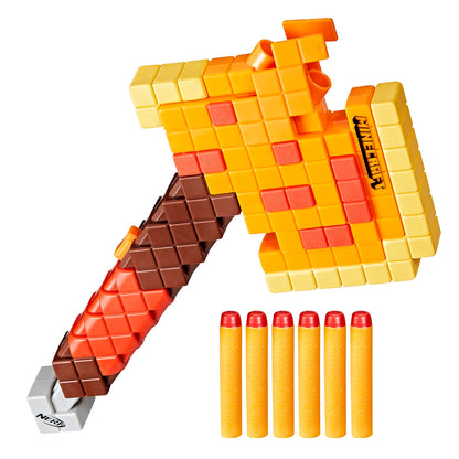 Nerf Minecraft Firebrand, Dart Blasting Axe, 6 Nerf Elite Foam Darts, Design Inspired by Minecraft Axe in The Game, Pull Down Priming, Minecraft Toys Nerf